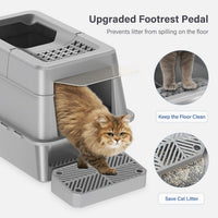 Aphyxen XL Stainless Steel Litter Box with Lid - XL Grey - image 4