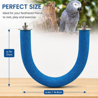 U-Shaped Large Parrot Perch, Quartz Bird Perch for Cage – Essentials for Birds - Large / Blue - image 2