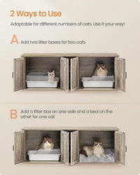 Feandrea Double Cat Litter Box Enclosure for 2 Cats, Front Entry – Essentials for Cats - Heather Griege / XXL (59"L x 19"W x 19.5"H) - image 3
