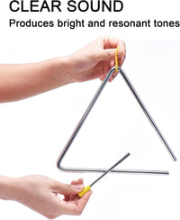6 Inch Musical Steel Triangle Percussion Instrument With Striker – Fun for Kids & Family - 10 Inch - image 3