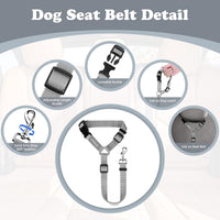 2 Pack Dog Seat Belt for Car, Headrest Restraint Safety Leads – Essentials for Dogs - Grey / Not elastic - image 3