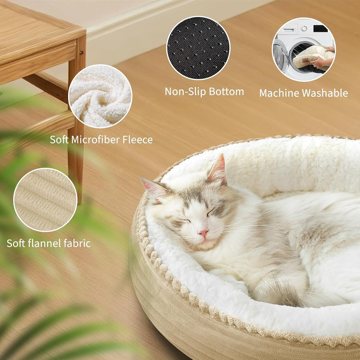 Zerbuger 20in Pink Round Dog Bed Sofa for Dogs Cats - Camel / Small - image 3