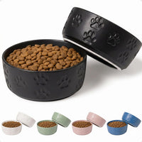 Ceramic Dog Bowl Set of 2 with Anti-Skid Base, 5.5"W x 2"H - Small / Black