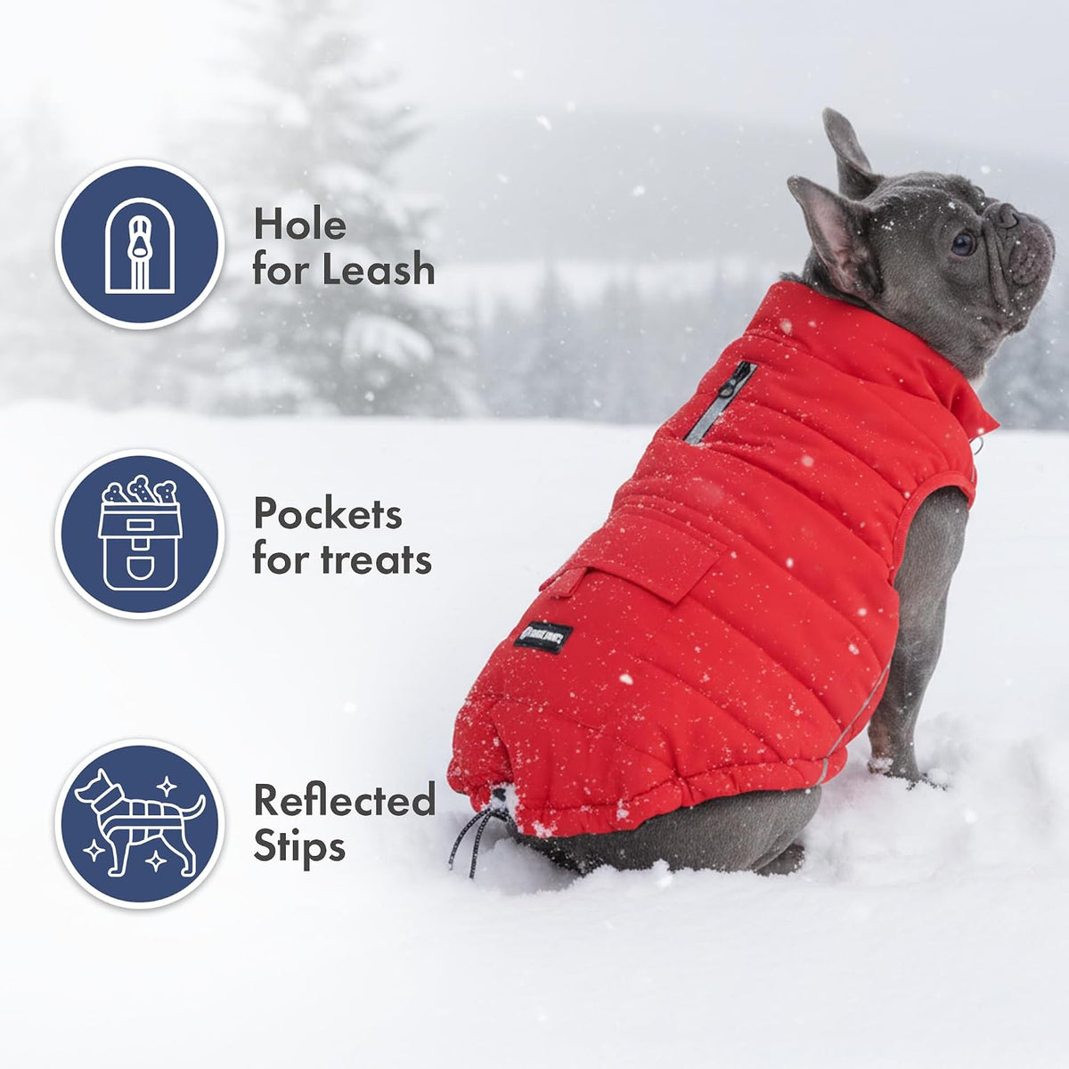 Spark Paws Dog Winter Coat Jacket - Red / Large - image 3