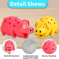 3-Pack Squeaky Pig Dog Toys - Pink, Yellow - image 4