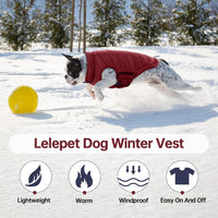 Lelepet Reversible Dog Coat Windproof Dog Jacket Lightweight Puffer - Large / Wine Red - image 4