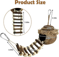 PINVNBY Coconut Bird Nest Hut with Ladder - Fruit wood ladder - image 4