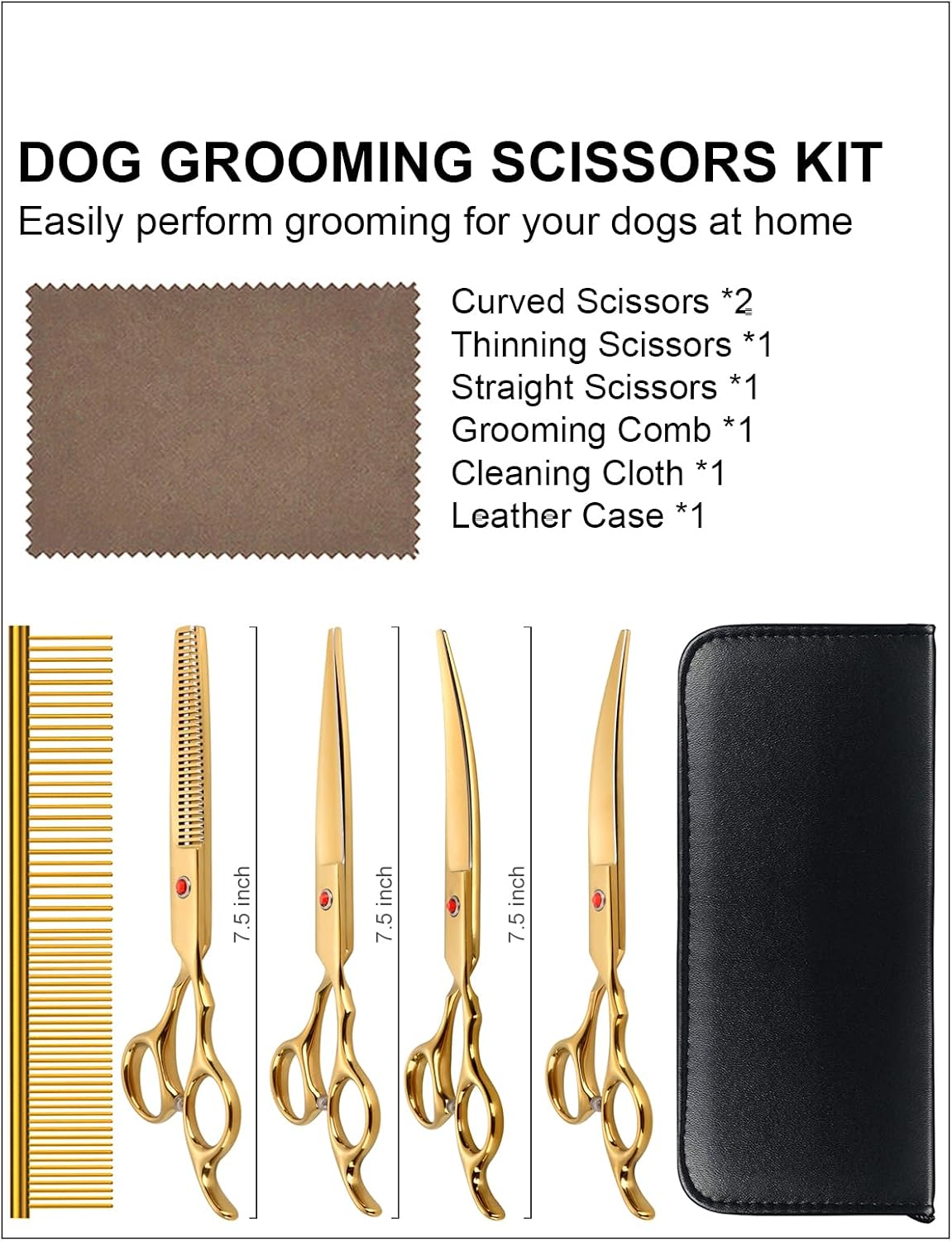 Dog Grooming Scissors Kit - Gold 5 Piece / 5 - image 4