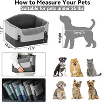 A4Pet Dog Car Seats for Small Dogs, Booster Car Seat with Patent Buckles & Clip-On Safety Leash, Pet Seat for Puppy Small Dogs Cats Under 25 Lbs, Grey