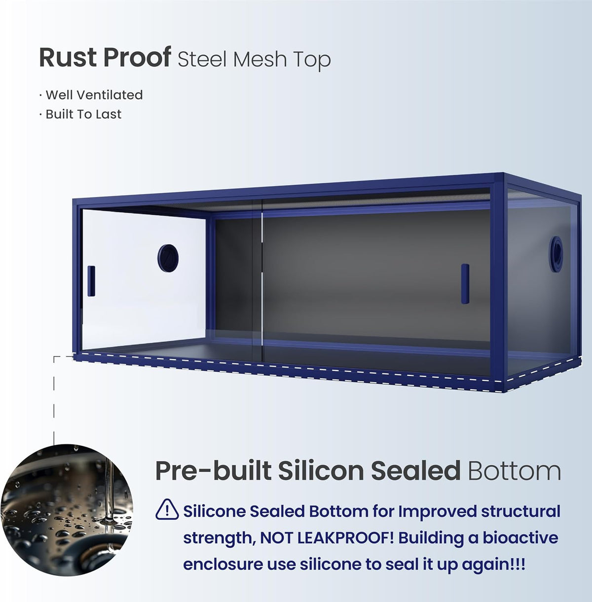 120 Gallon Reptile Tank, Stackable 4x2x2 Reptile Enclosure – Essentials for Reptiles And Amphibians - Dart Blue / 85 Gallon - image 4