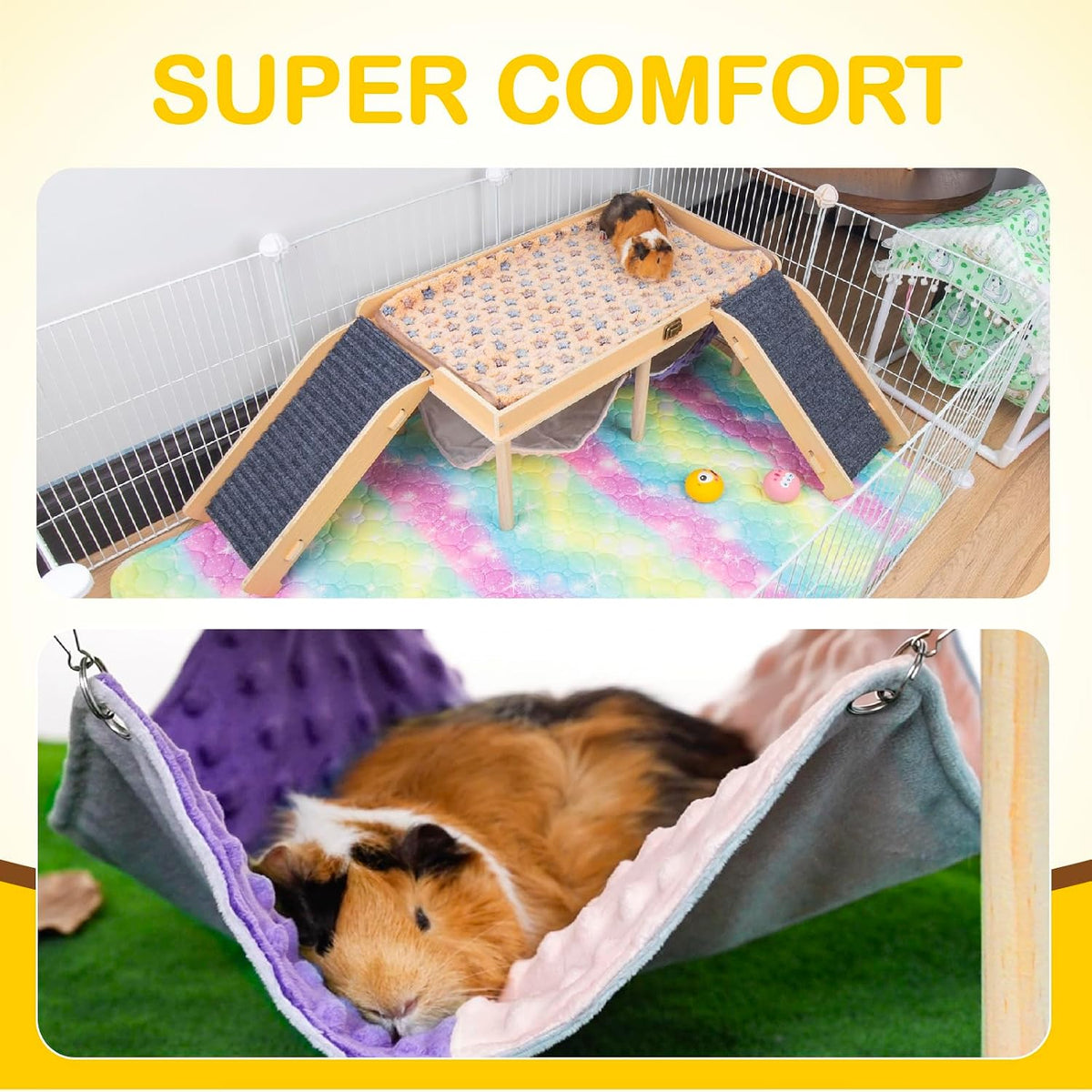 Enlarged Guinea Pig Hammock with Platform and Stairs - Hammock with 2 ramps - image 4