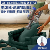 Luxury Cat and Dog Bed Chesterfield – Handcrafted Velvet Throne for Dogs | Joint Support, Calming & Temp-Regulating Comfort | Durable 5+ Years, Anti-Claw, Washable 100+ Times – S, Green