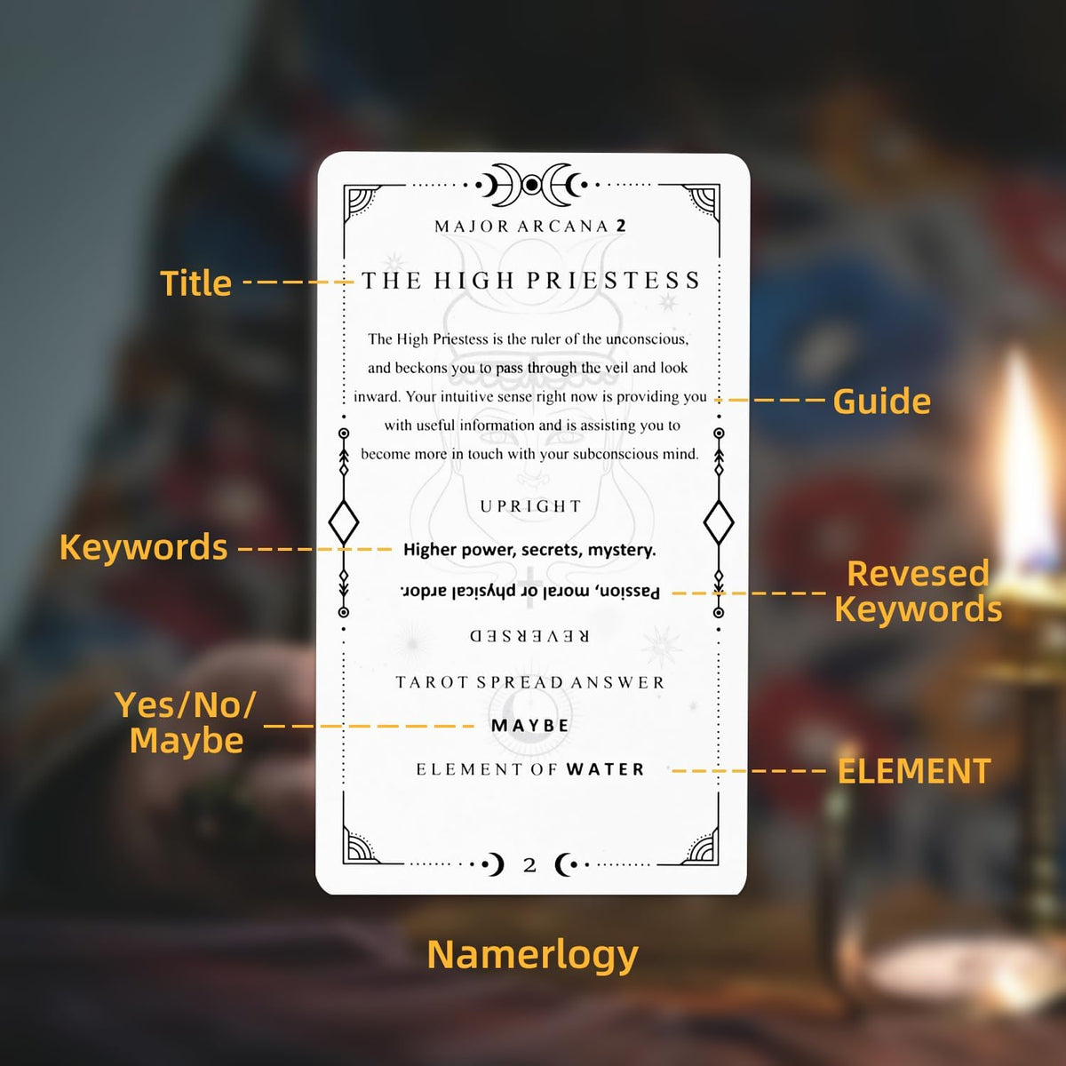 GINCEVHY 78-card beginner tarot deck with upright and reversed meanings printed - view 2