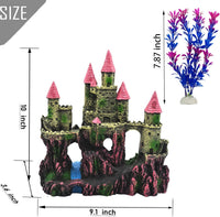 Aquarium Castle Decor, Resin Castle for Fish Tank with Randomly Color Plants Decorations - 【pink】 - image 3