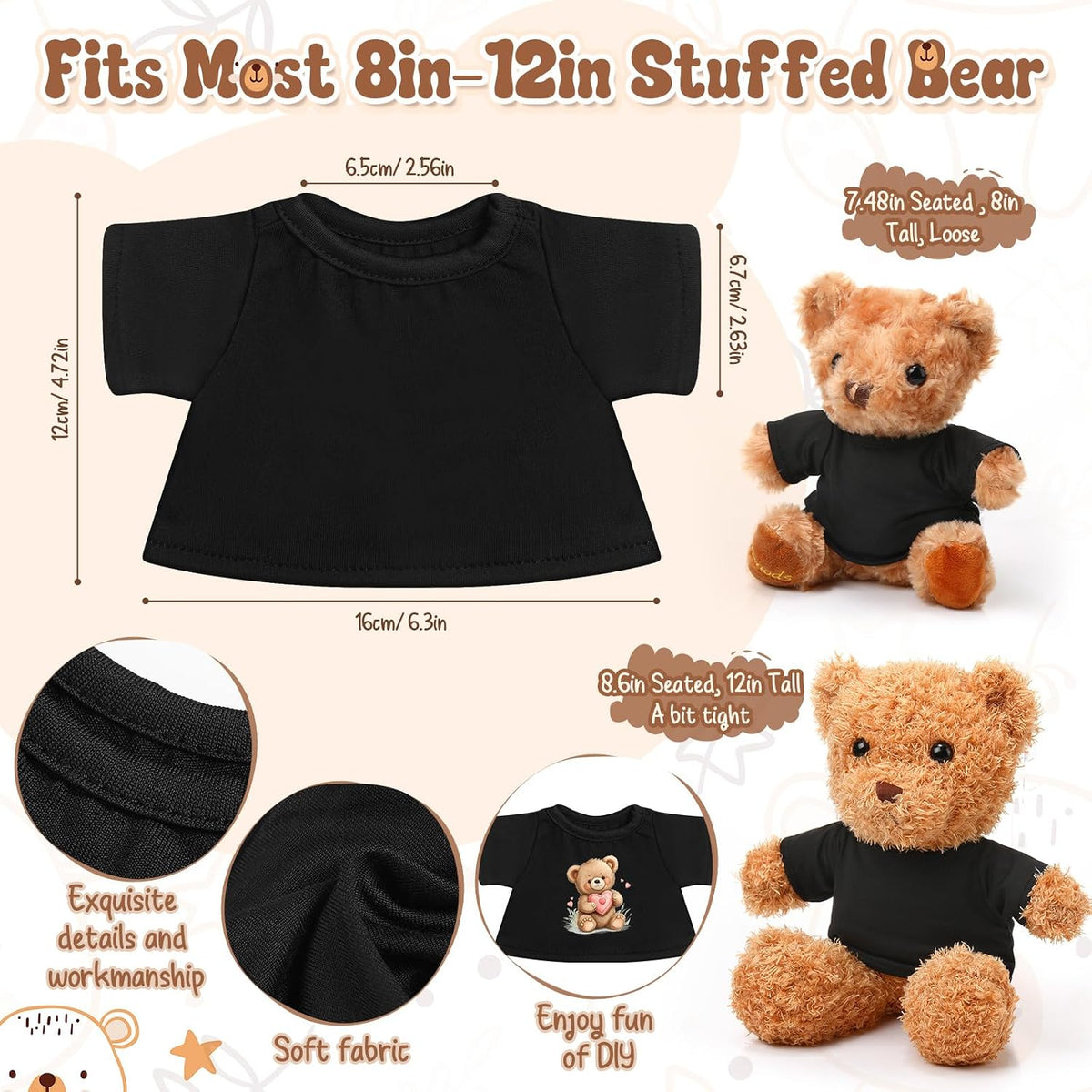 Litherr S blank sublimation stuffed animal shirt for 8-12 inch plush bears - view 23