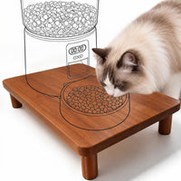 SZEE Cat Food Stand, Elevated Cat Feeder Stand for Automatic Feeder & Bowls – Essentials for Cats - Walnut Wood / Larger ( 15.5" × 9.8" × 3" )