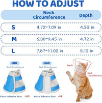 Breathable Air Mesh Cat Cone Collar Soft to Stop Licking, Adjustable, Foldable Lightweight Kitten Cones After Surgery Recovery for Cats & Kittens (Light Blue,L)