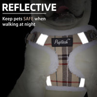 PUPTECK Dog Harness and Leash Set Small Sized - M (17-25lbs, Chest 17"-21") / #3 Beige(Plush Plaid) - image 4