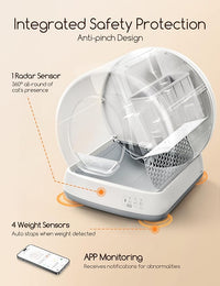 MeoWant Self-Cleaning Cat Litter Box, Integrated Safety Protection Automatic Cat Litter Box for Multi Cats, Extra Large/Odor Removal/APP Control Smart Cat Litter Box with Mat & Liner