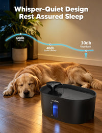 WOPET 8L 2.1 gallon dog water fountain with viewing window and blue LED pump light - view 3