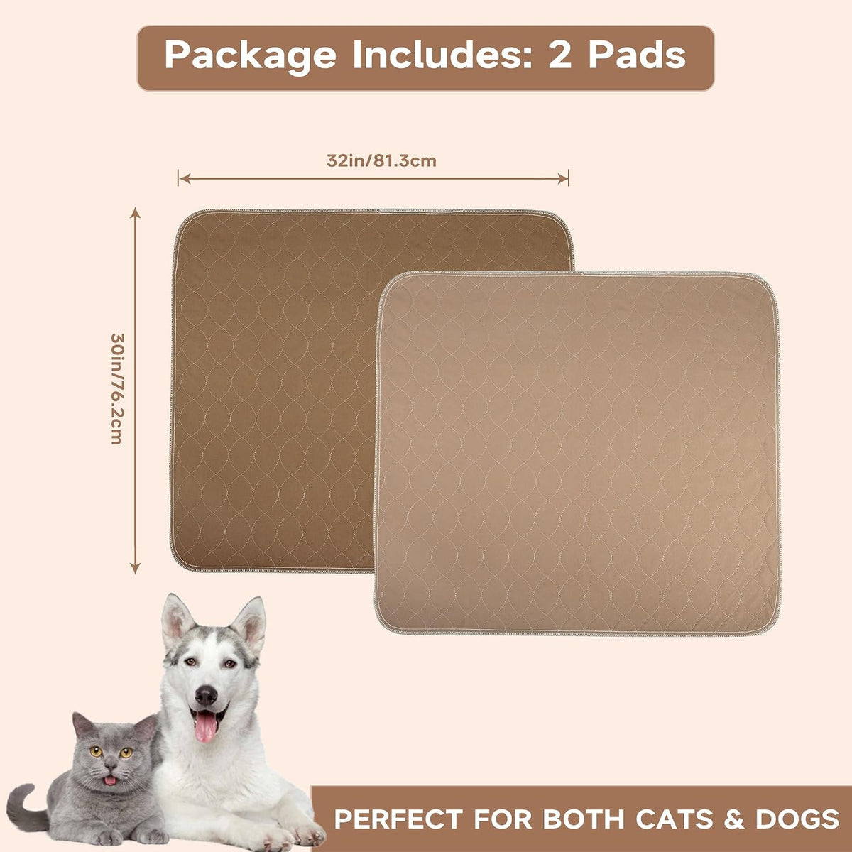 Paw Legend Washable Reusable Dog Pee Pads Super Absorbent - 30"X32" / Brown & Tan - image 2