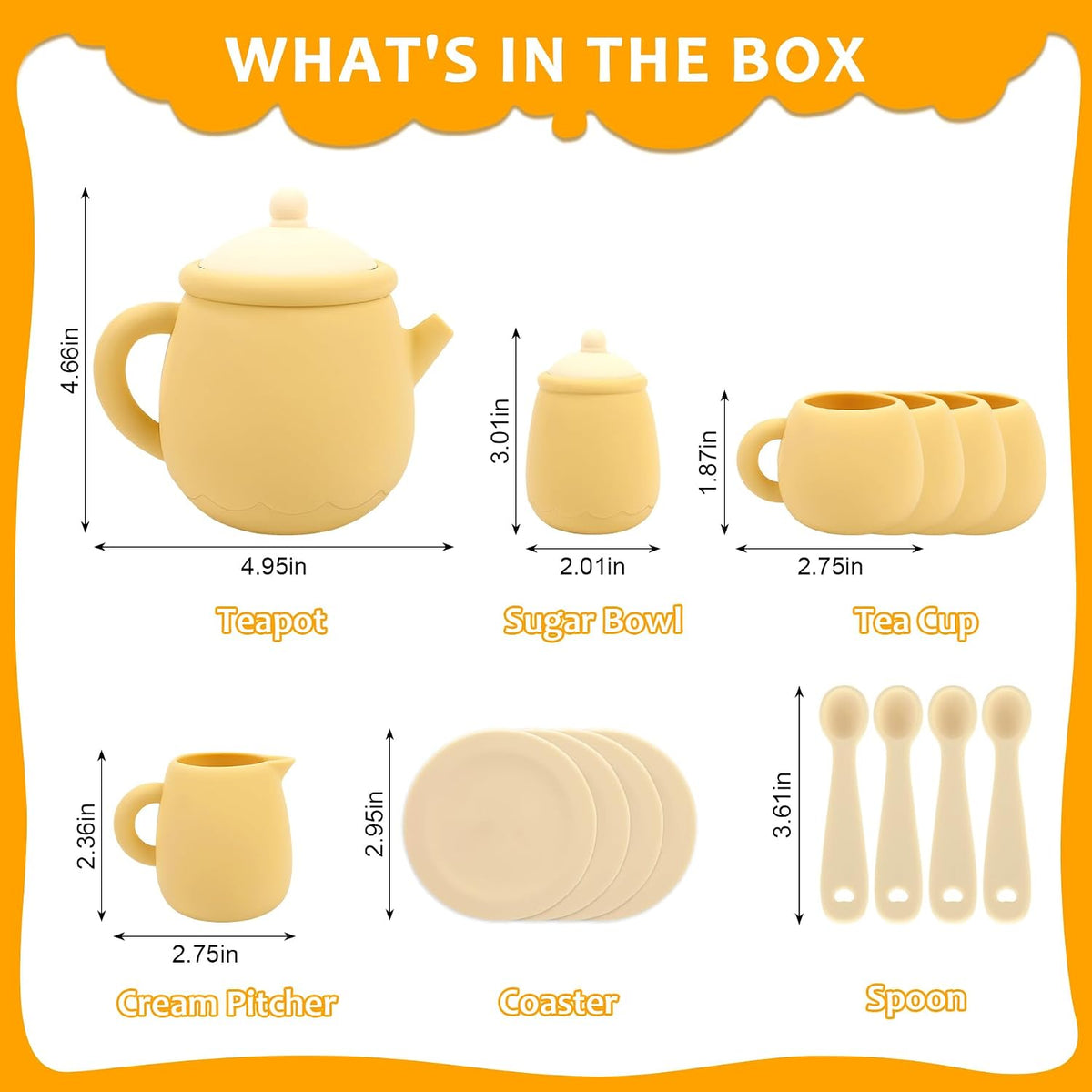 MCGMITT Silicone Tea Party Set, Toy Tea Set for Toddlers Kids - Yellow - image 4