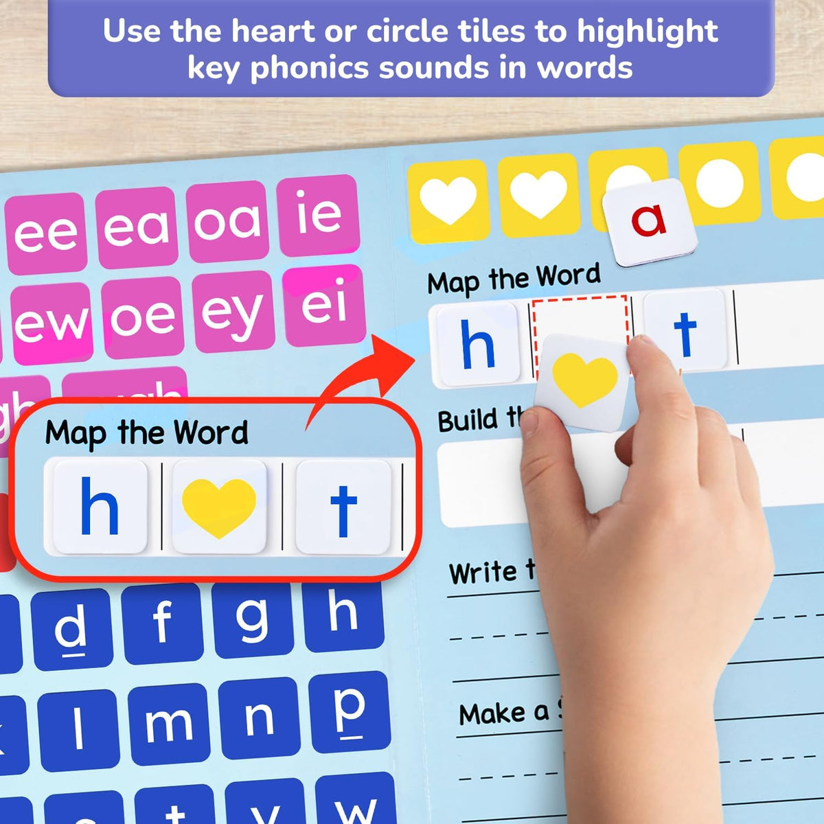 JoyCat 265 magnetic phonics letter tiles with color-coded tiles and word folder - view 7