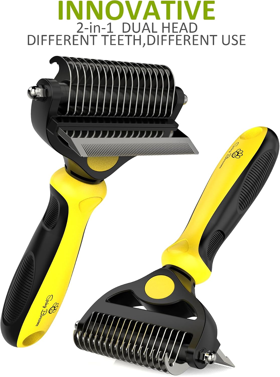 Spring Blossoms-2 in 1 Professional Grooming Rake for Cats - Lemon Yellow - image 4