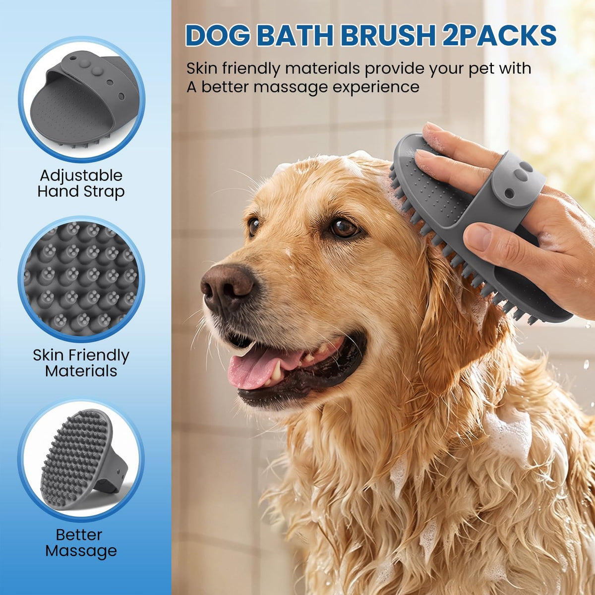 Dog Grooming Rake 4-in-1 Kit, Deshedding Undercoat Rake - Grey Kit 4PCS - image 4