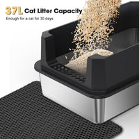 FURTIME Stainless Steel Cat Litter Box - Black / Large - image 4