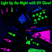Funwares UV black light playing cards glowing neon colors under a black light - view 3