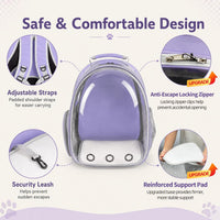 Expandable Cat Carrier Backpack with Bubble Window - Purple - image 3