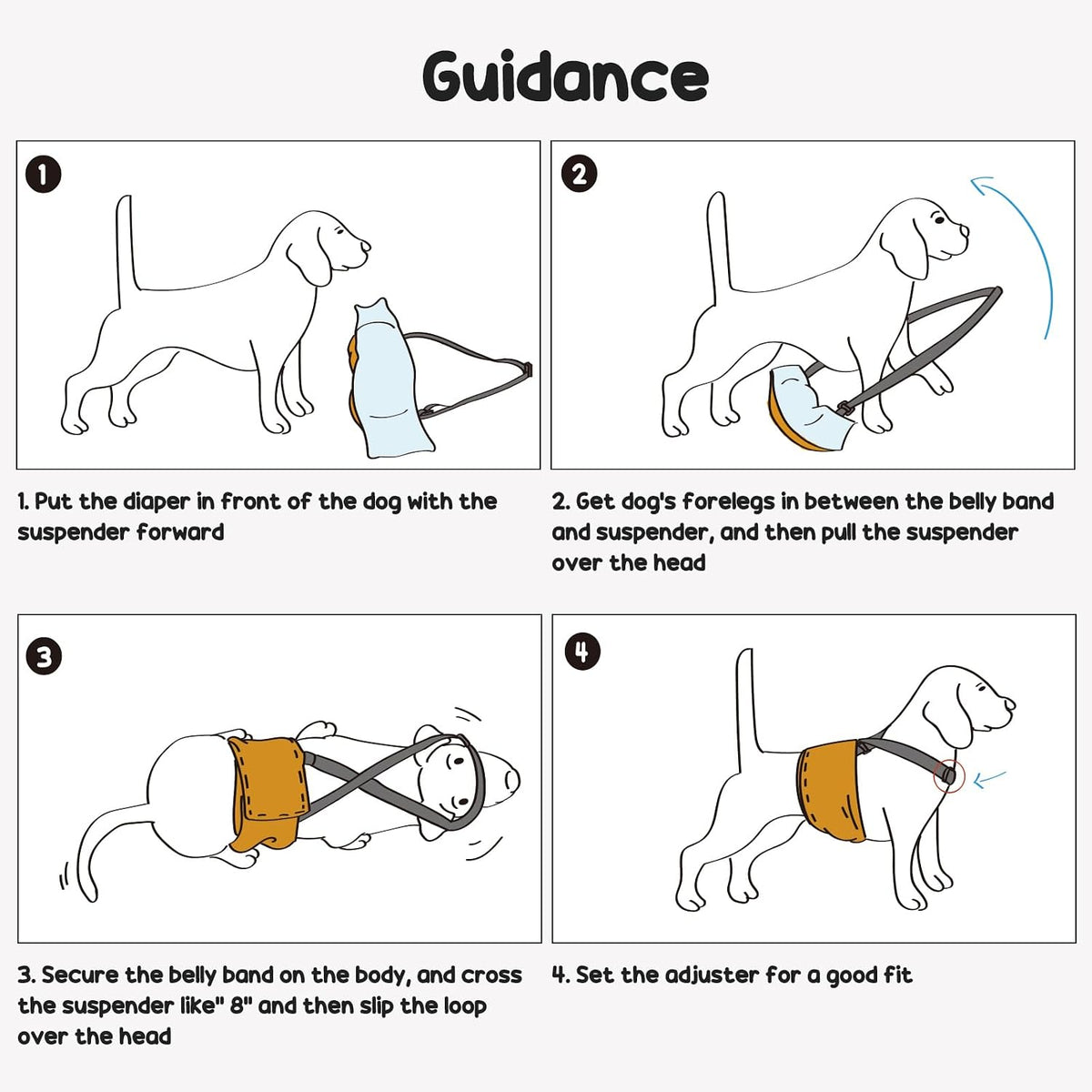 Avont 3 Pack Dog Diapers Male with Suspenders - Black/Grey/Brown / XL / 3 - image 3