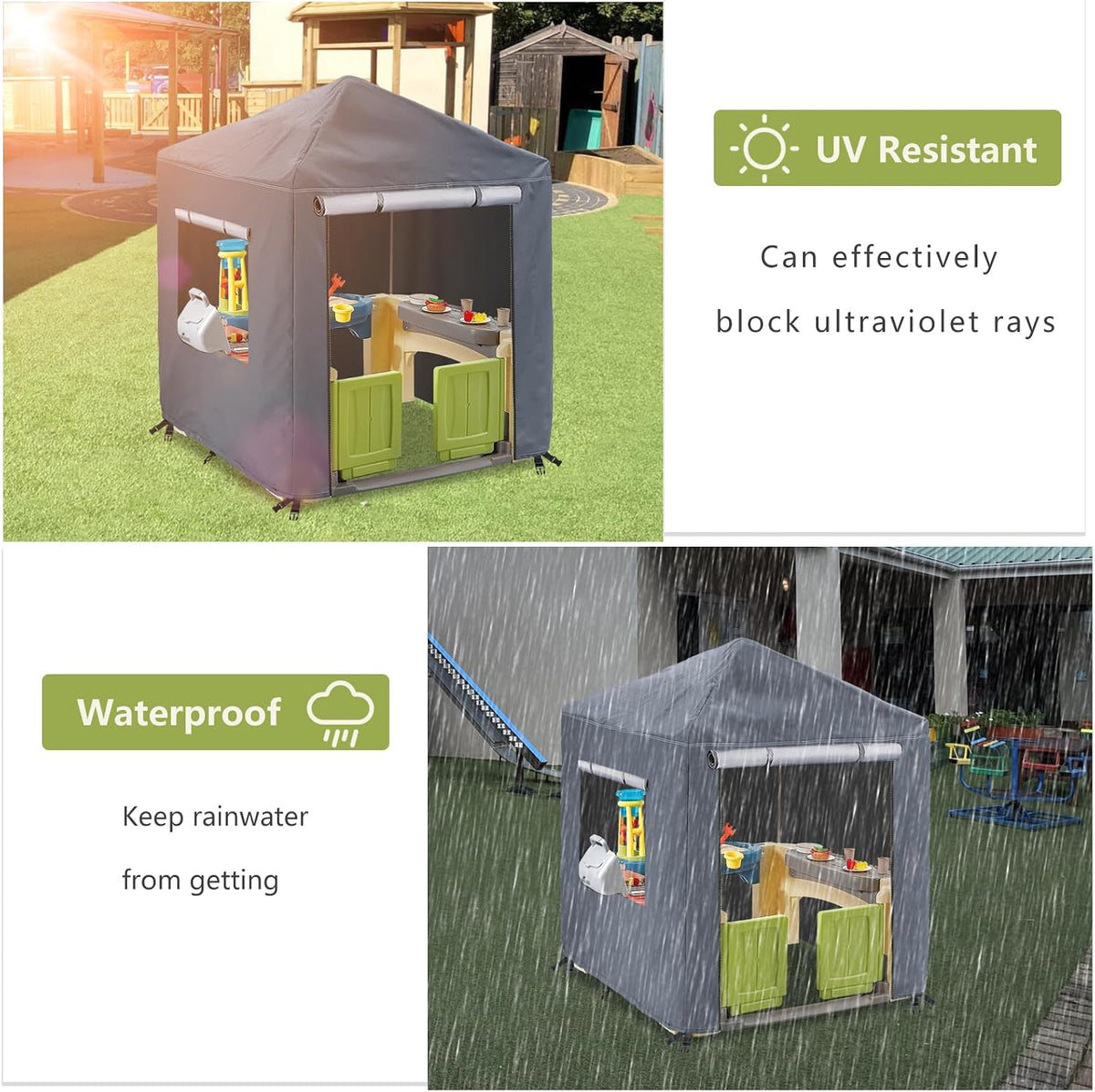 Hadisi black 600D waterproof outdoor kids playhouse cover with zippered front door - view 18