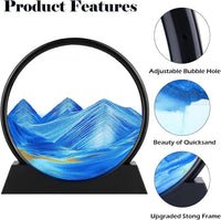 GEKETY 3D moving sand art picture in a round glass frame with layered blue sand - view 20