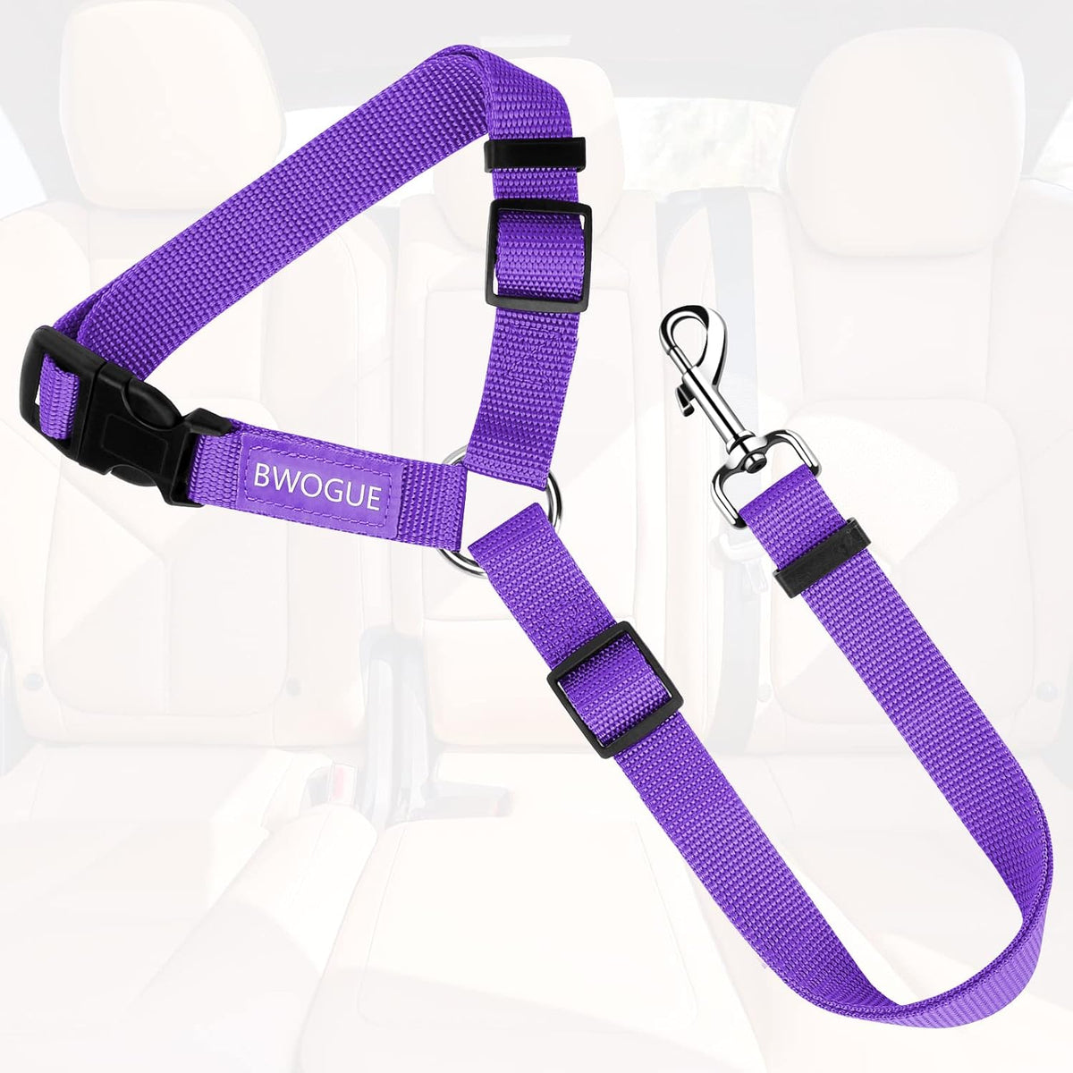 Dog Seat Belt for Car, Headrest Restraint Safety Lead, Dogs Cats – Essentials for Dogs - Purple / Not elastic - image 2