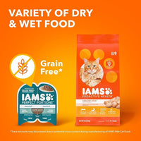 IAMS Perfect Portions Adult Wet Cat Food Cuts in Gravy, Chicken, Tuna, and Salmon Recipe Variety Pack, 2.6 oz. Easy Peel Twin-Pack Trays (24 Count, 48 Servings)
