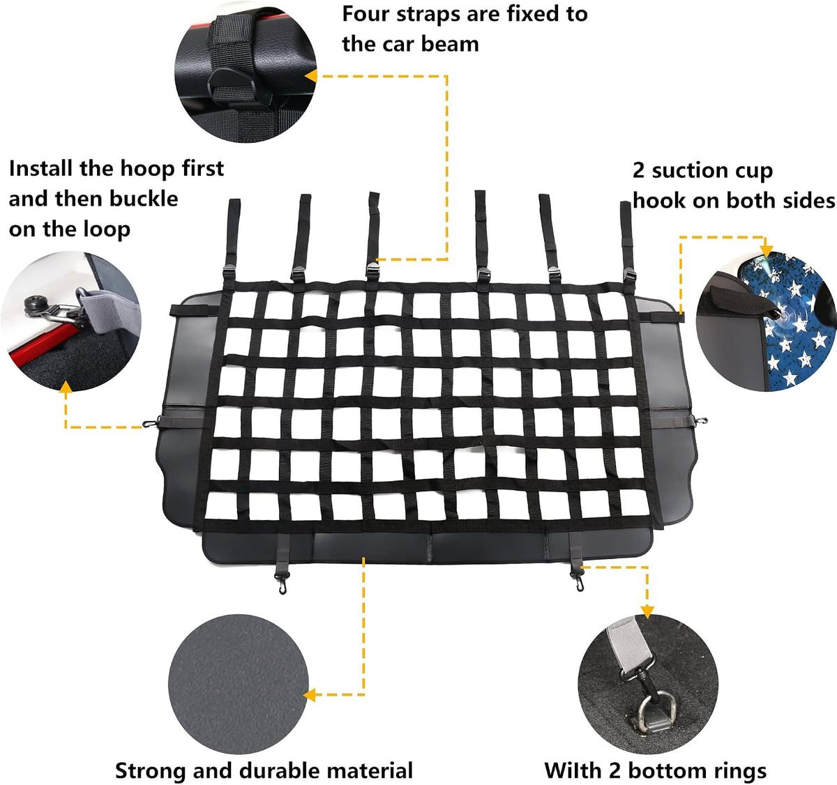 Pet Net Vehicle Safety Mesh Dog Barrier for Jeep 2/4-Door 2007-2026 – Essentials for Dogs - image 3