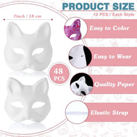 Leyndo blank white paper mache half masquerade masks, 24-pack in classic style - view 19