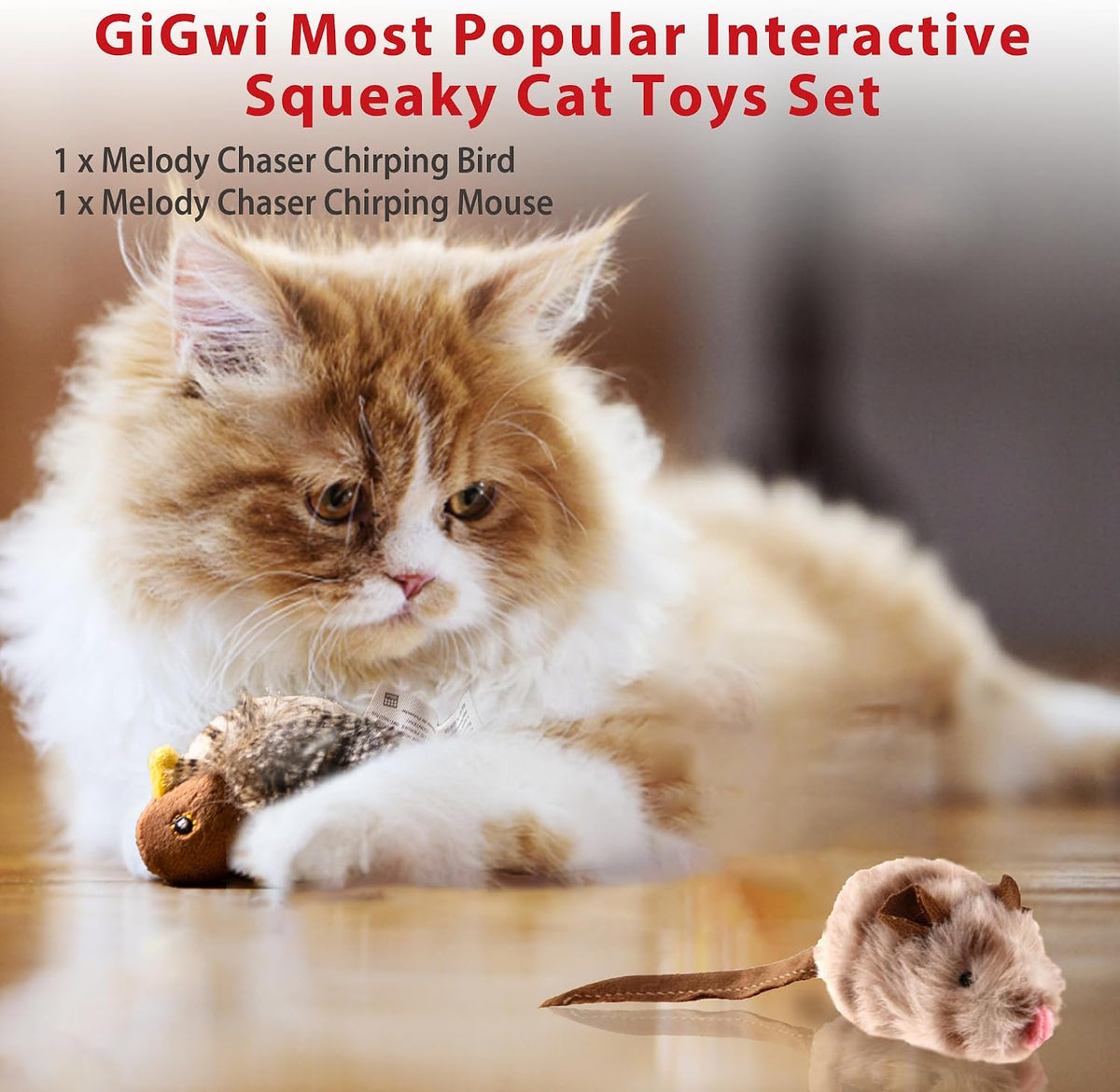 GiGwi Interactive Cat Toys Squeaky - Bird+Mouse - image 2