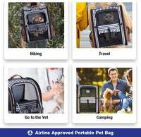 Cat Carrier Backpack, Expandable Pet Carrier with Sun Shade & Full Front Opening, Breathable Mesh - Striped / XL-Mesh Window - image 3