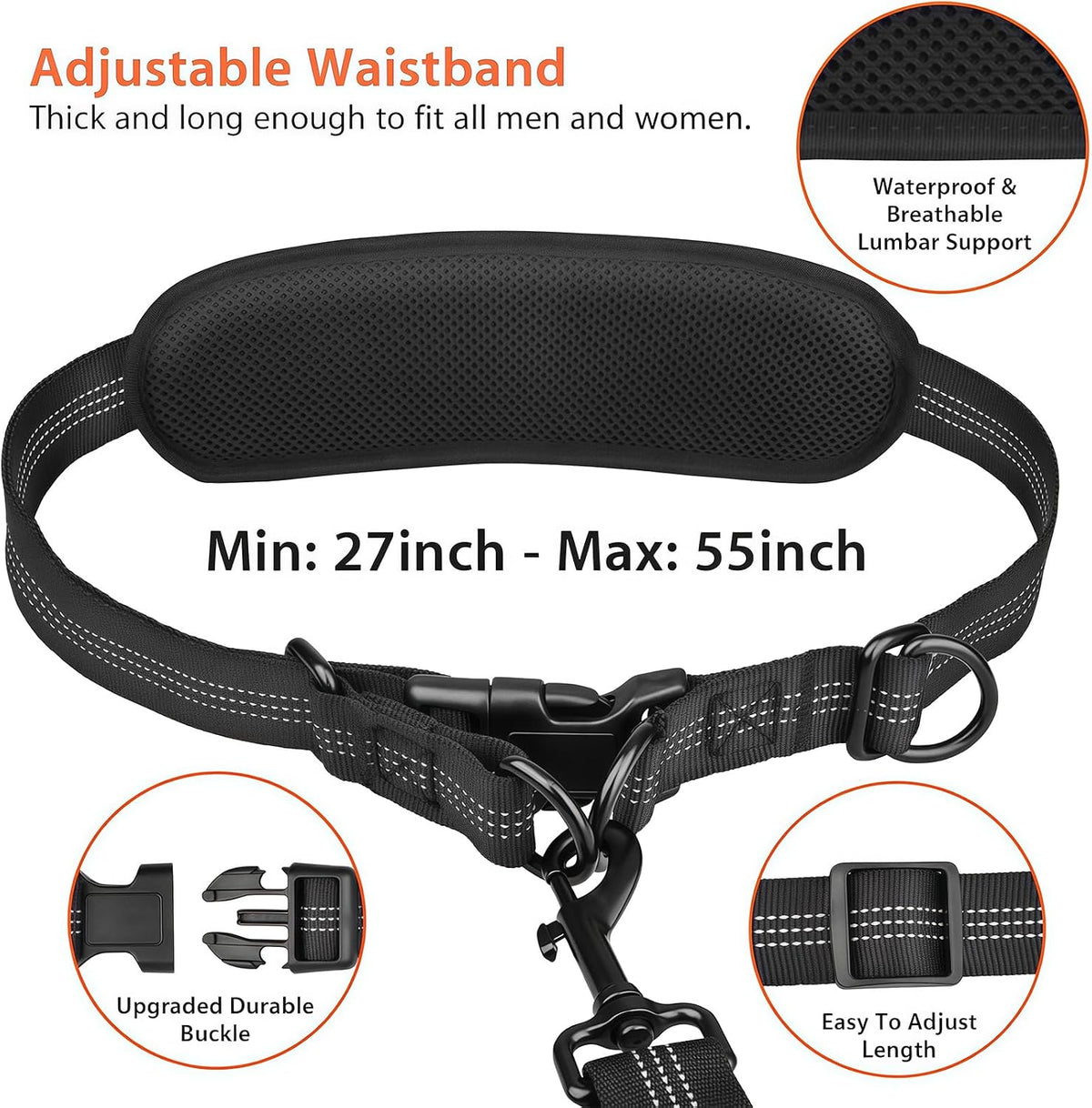 Uppetly Hands Free Dog Running Leash with Waist Belt - 2 dogs/Baby Pink / Medium - image 3