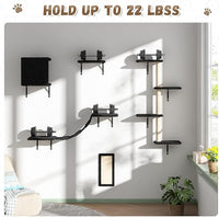 COZIWOW Wall Mounted Cat Furniture, Cat Wall Shelves and Perches, Floating Cat Shelves for Wall Set of 5 (Black)