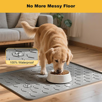Pieviev Silicone Dog Cat Food Bowl Mat, Waterproof Raised Edge - L-34''X22'' / Light Gray - image 4