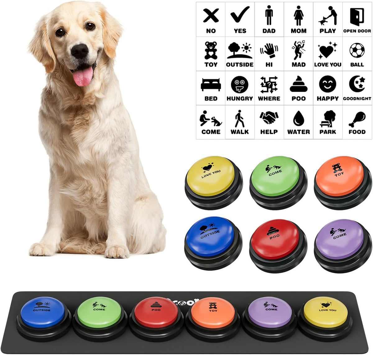 Dog Buttons for Communication - B-6 Pack