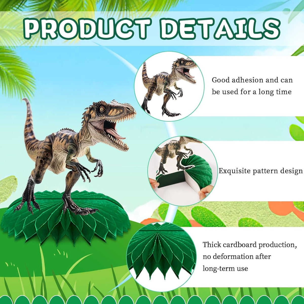 10 Pcs 80s Party Decorations, 1980s Table Honeycomb Centerpieces – Fun for Kids & Family - Dinosaur Style - image 3