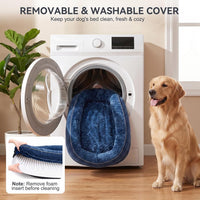 JOEJOY XL Orthopedic Dog Bed for Large Dogs, 360° Oval Bolster - Navy Blue / 48"l X 35"w X 7.5"th - image 3