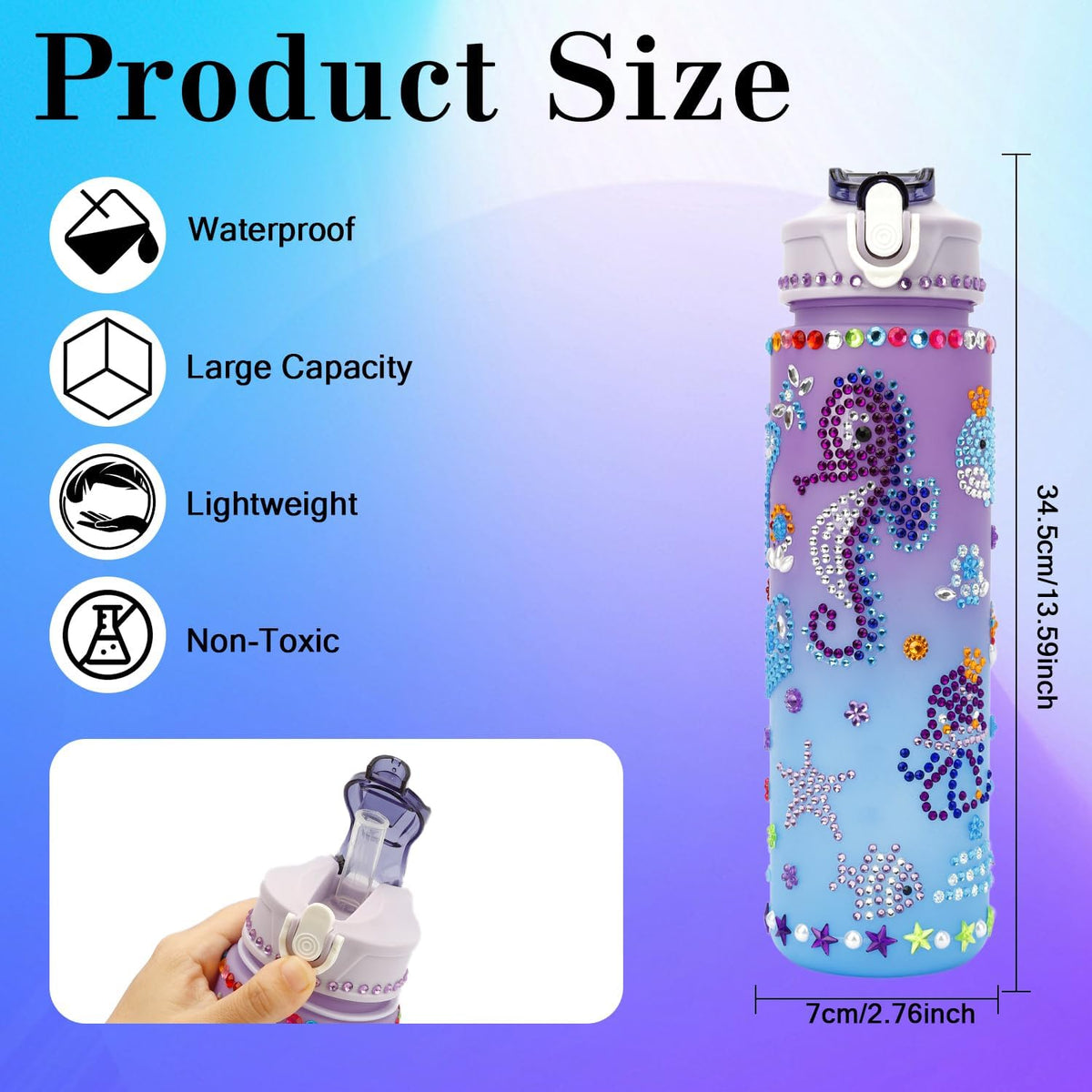 OZOSHINE decorate your own water bottle kit for girls with gem stickers and gift box - view 7