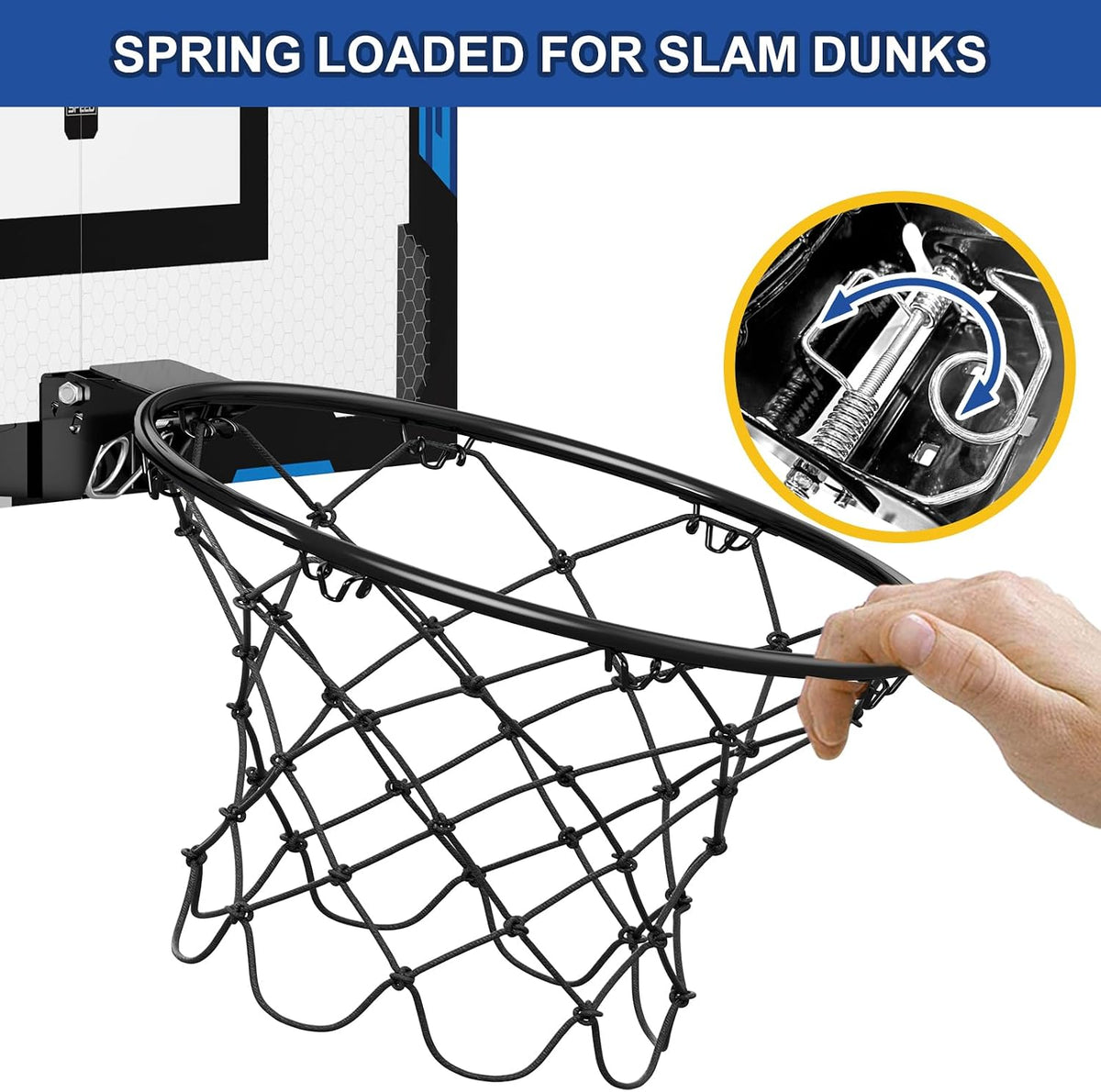 HYES over the door basketball hoop with 24x16 inch backboard and break-away rim - view 9