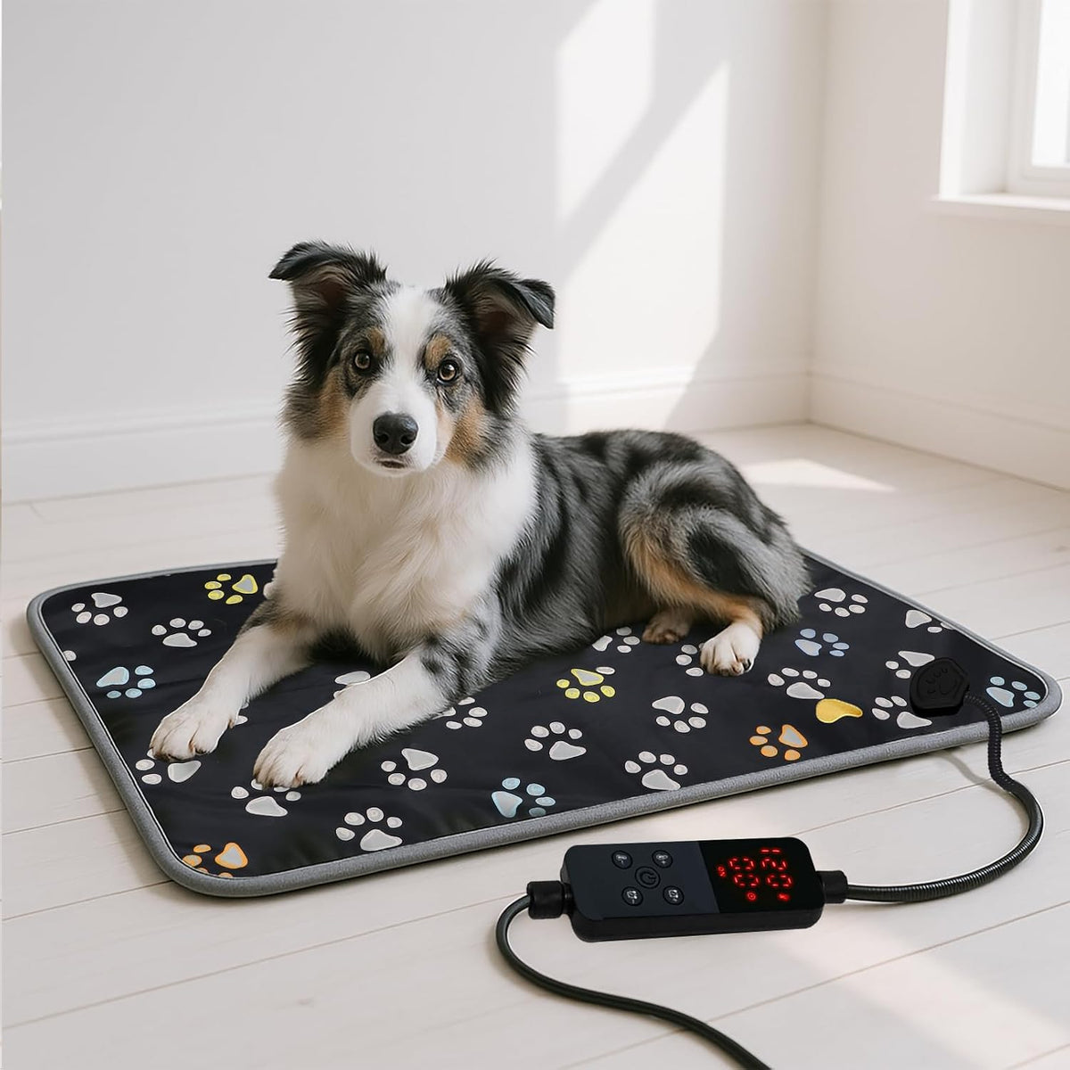 furrybaby Pet Heating Pad for Cats & Dogs, Waterproof Heated Bed - Temp adjustable / 47 X 30in / Black